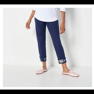 Isaac Mizrahi Live 24/7 Stretch Ankle Pants w/ Printed Roll-Up Cuff, 20W